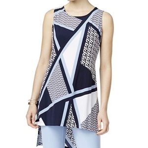 Alfani Blue Hi-Low Sleeveless Tunic Top